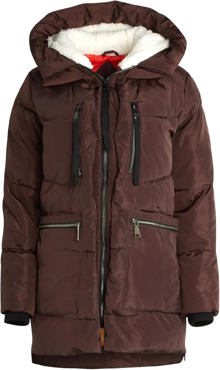 Steve Madden Women's Long Parka - Insulated Quilted Puffer Winter Coat for Women with Faux Sherpa Hood (Sizes: S-XL)