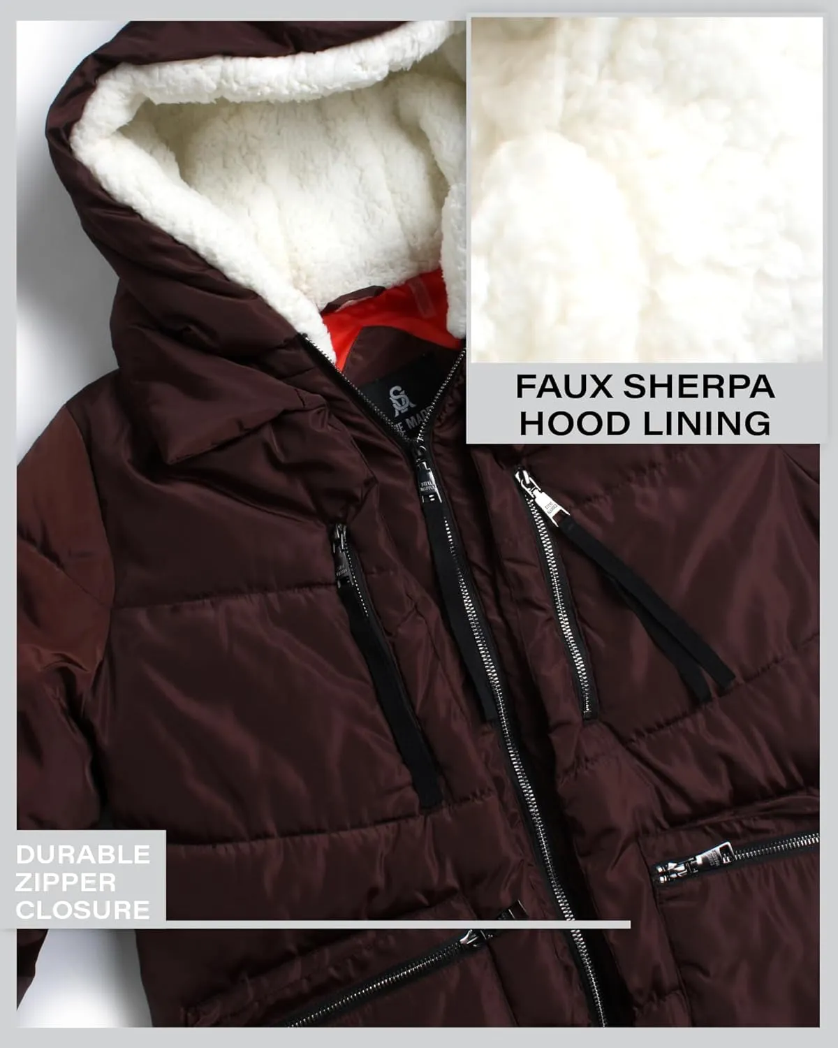 Steve Madden Women's Long Parka - Insulated Quilted Puffer Winter Coat for Women with Faux Sherpa Hood (Sizes: S-XL)
