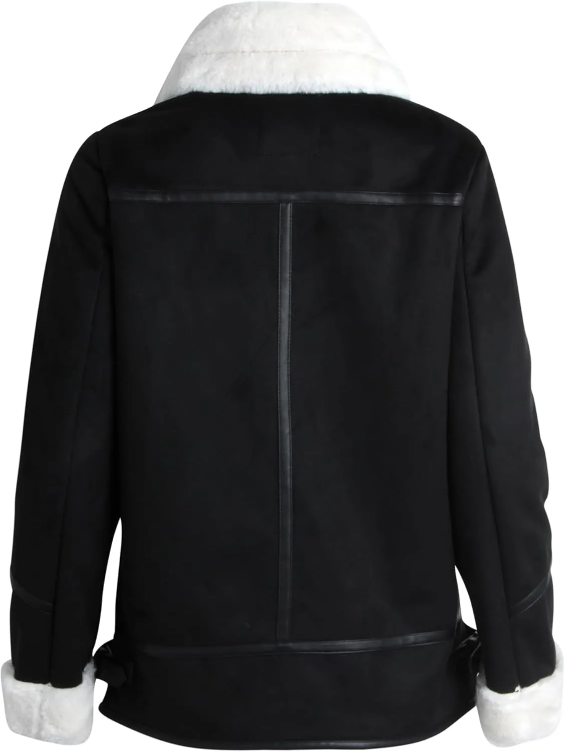 Steve Madden Women's Winter Coat - Faux Leather Moto Biker Jacket - Faux Shearling Lined Heavyweight Jacket for Women, S-XL