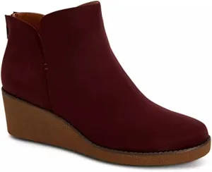 Style & Co Women's Jarodd Crepe Wedge Booties  Color Wine Size 7.5M