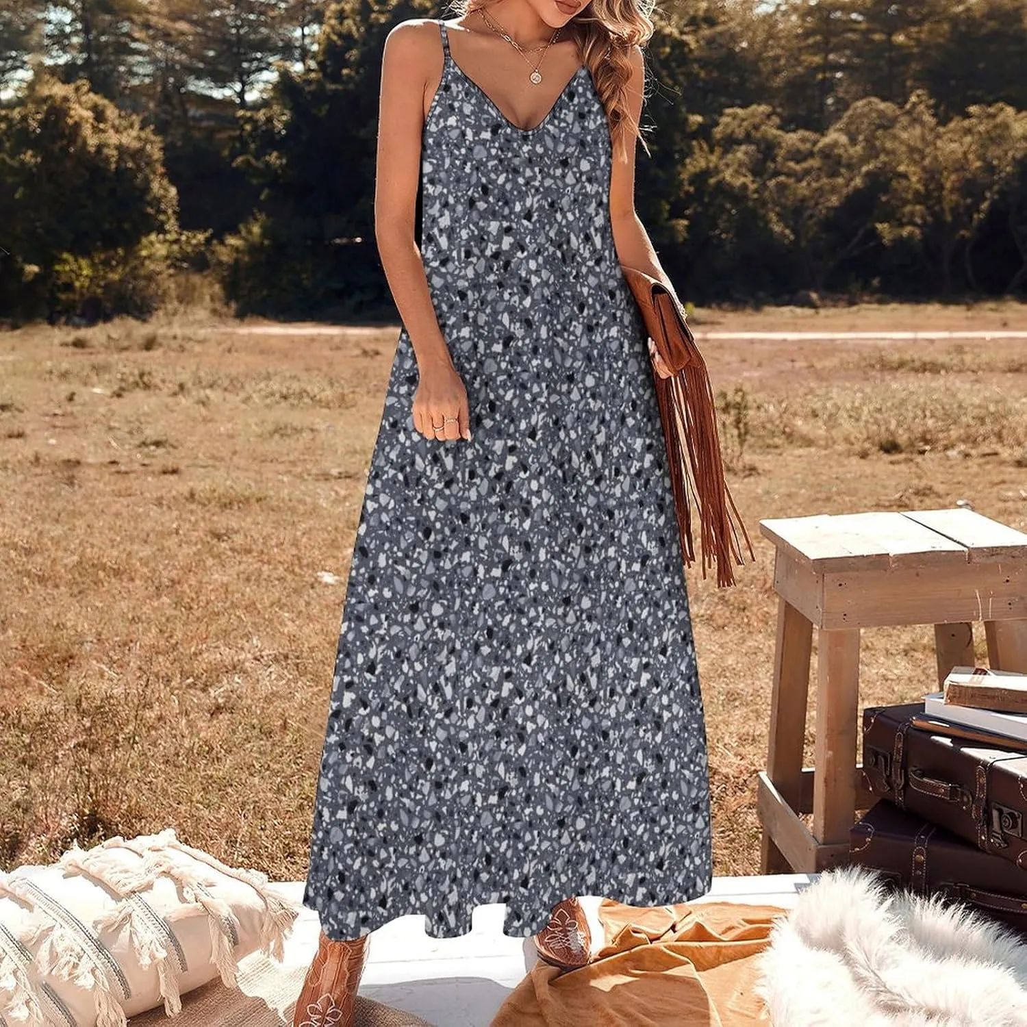 Succulents Pattern Long Dress Woman Fit Gowns V Neck Wrap Maxi Skirts Summer Gown Working Dresses