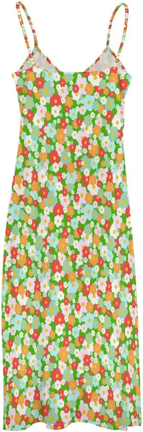 Succulents Pattern Long Dress Woman Fit Gowns V Neck Wrap Maxi Skirts Summer Gown Working Dresses