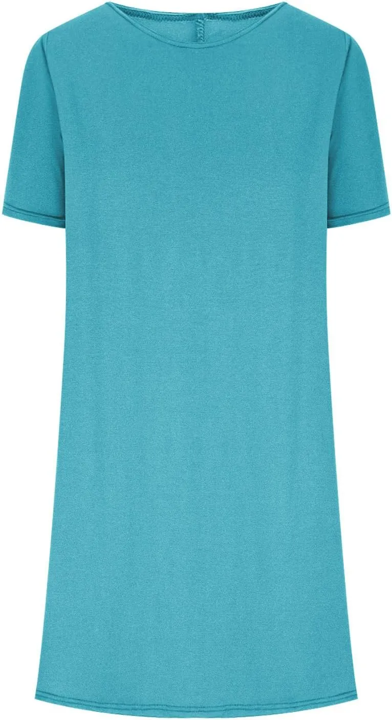 Summer Casual Dresses for Women Short Sleeve Dress Mini Beach Dresses Elegant Sundresses Solid Color T Shirt Dress