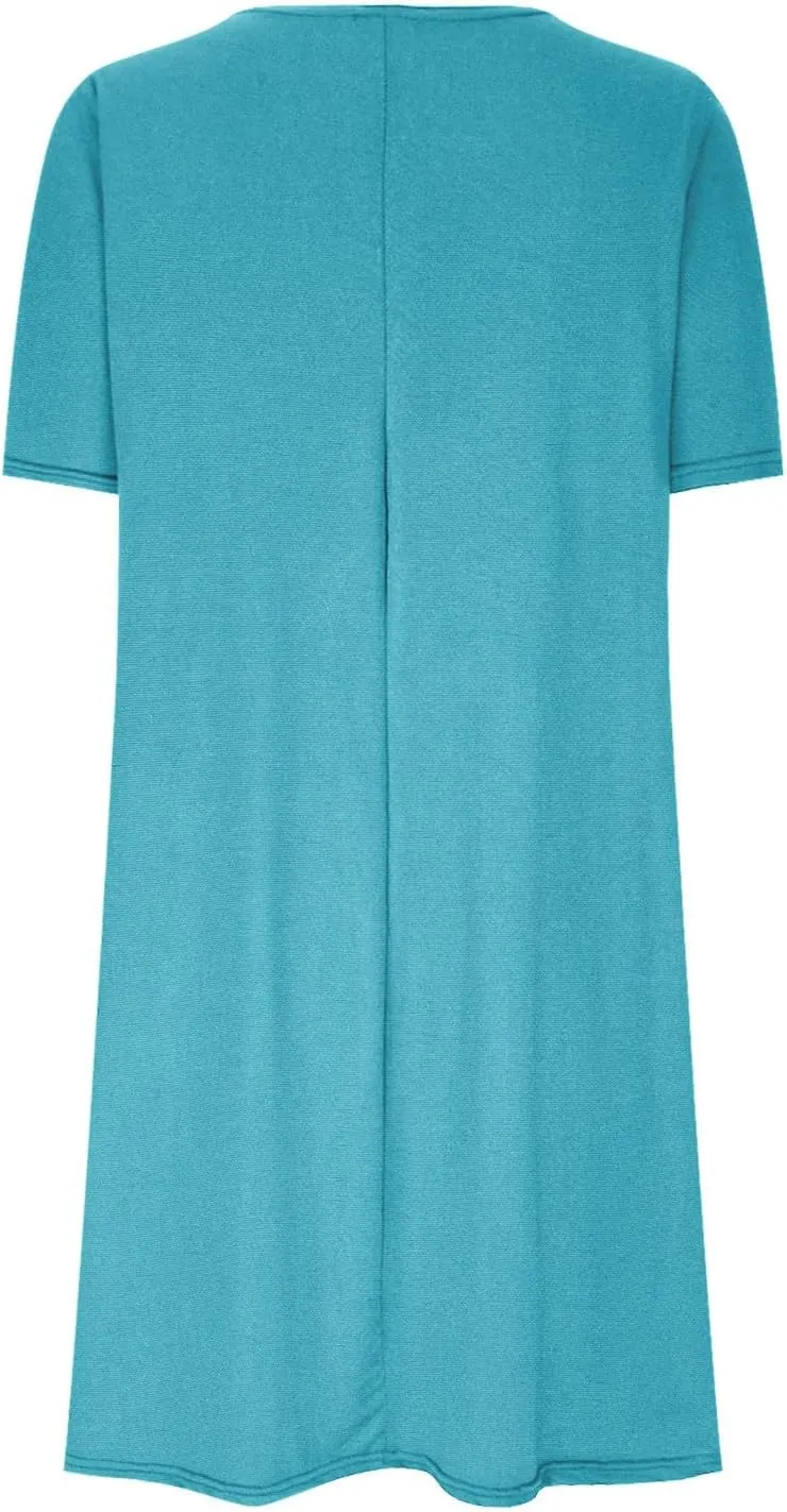 Summer Casual Dresses for Women Short Sleeve Dress Mini Beach Dresses Elegant Sundresses Solid Color T Shirt Dress