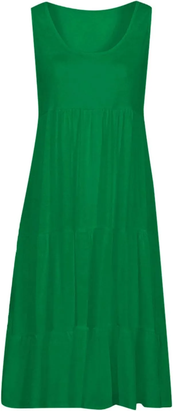 Summer Dresses for Women 2025 Vacation Sun Dresses Sexy Sleeveless Beach Dress Flowy Midi Ruffle Dress Casual Dresses