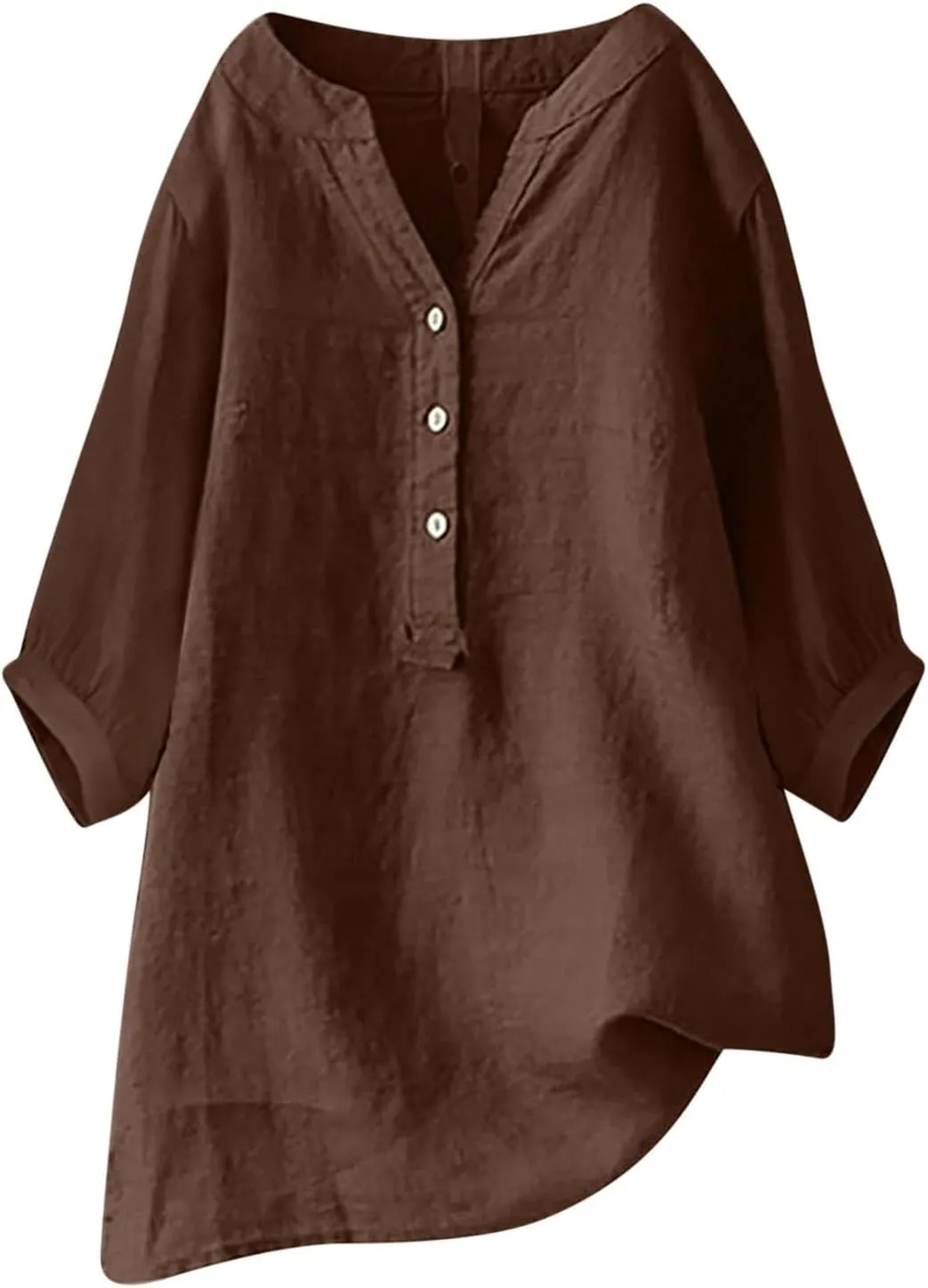 Summer Tops for Women 2025 Trendy V Neck Gauze Plus Size Button Down Shirts Womens 3/4 Sleeve Tops and Blouses