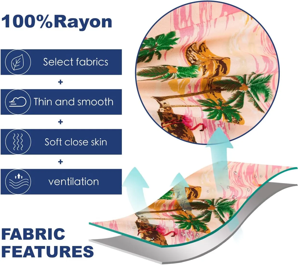SURF CUZ Mens Hawaiian Shirts Short Sleeve Stretch Casual Aloha Shirt Vacation Mens Tropical Button Down Beach Shirts