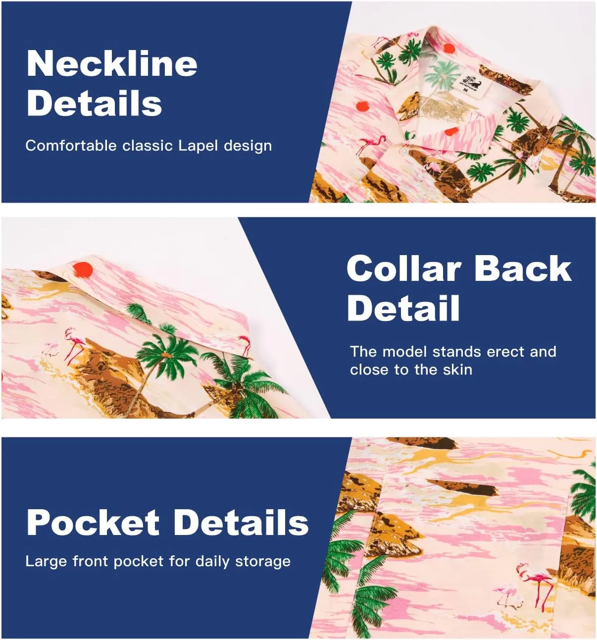 SURF CUZ Mens Hawaiian Shirts Short Sleeve Stretch Casual Aloha Shirt Vacation Mens Tropical Button Down Beach Shirts