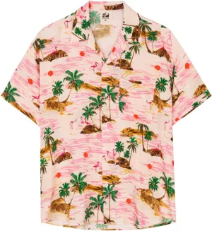 SURF CUZ Mens Hawaiian Shirts Short Sleeve Stretch Casual Aloha Shirt Vacation Mens Tropical Button Down Beach Shirts