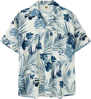 SURF CUZ Mens Hawaiian Shirts Short Sleeve Stretch Casual Aloha Shirt Vacation Mens Tropical Button Down Beach Shirts