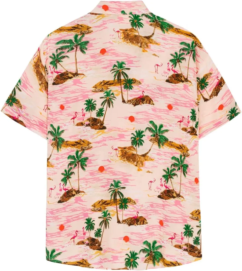 SURF CUZ Mens Hawaiian Shirts Short Sleeve Stretch Casual Aloha Shirt Vacation Mens Tropical Button Down Beach Shirts