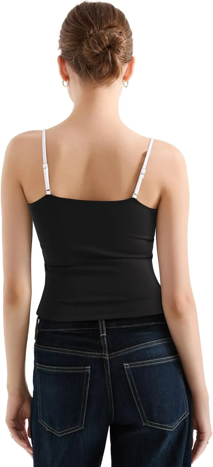 SUUKSESS Women Double Lined Spaghetti Strap Cami Going Out Y2k Sleeveless Tank Tops