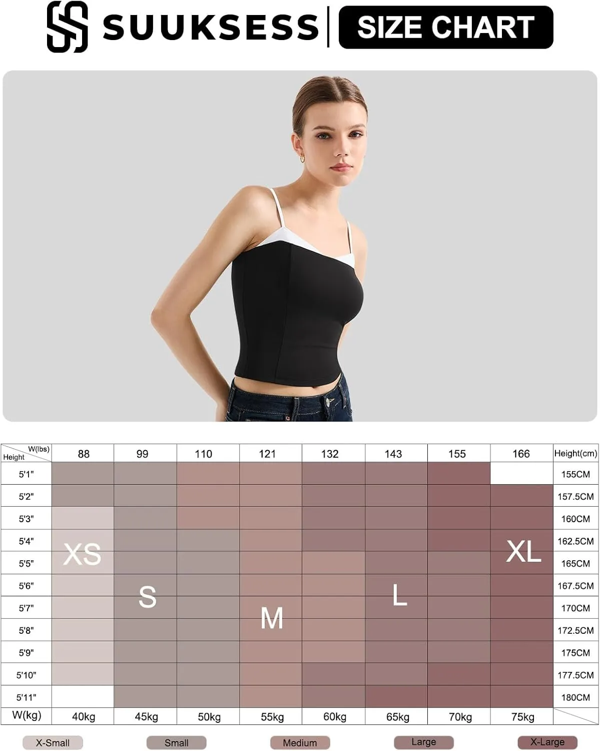 SUUKSESS Women Double Lined Spaghetti Strap Cami Going Out Y2k Sleeveless Tank Tops