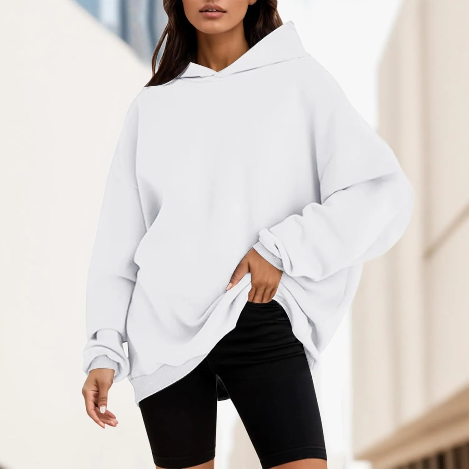 Sweatshirts for Women Oversized Hoodies Fleece Hooded Pullover Tops Sweaters Casual Comfy Fall Fashion Outfits Clothes 2024