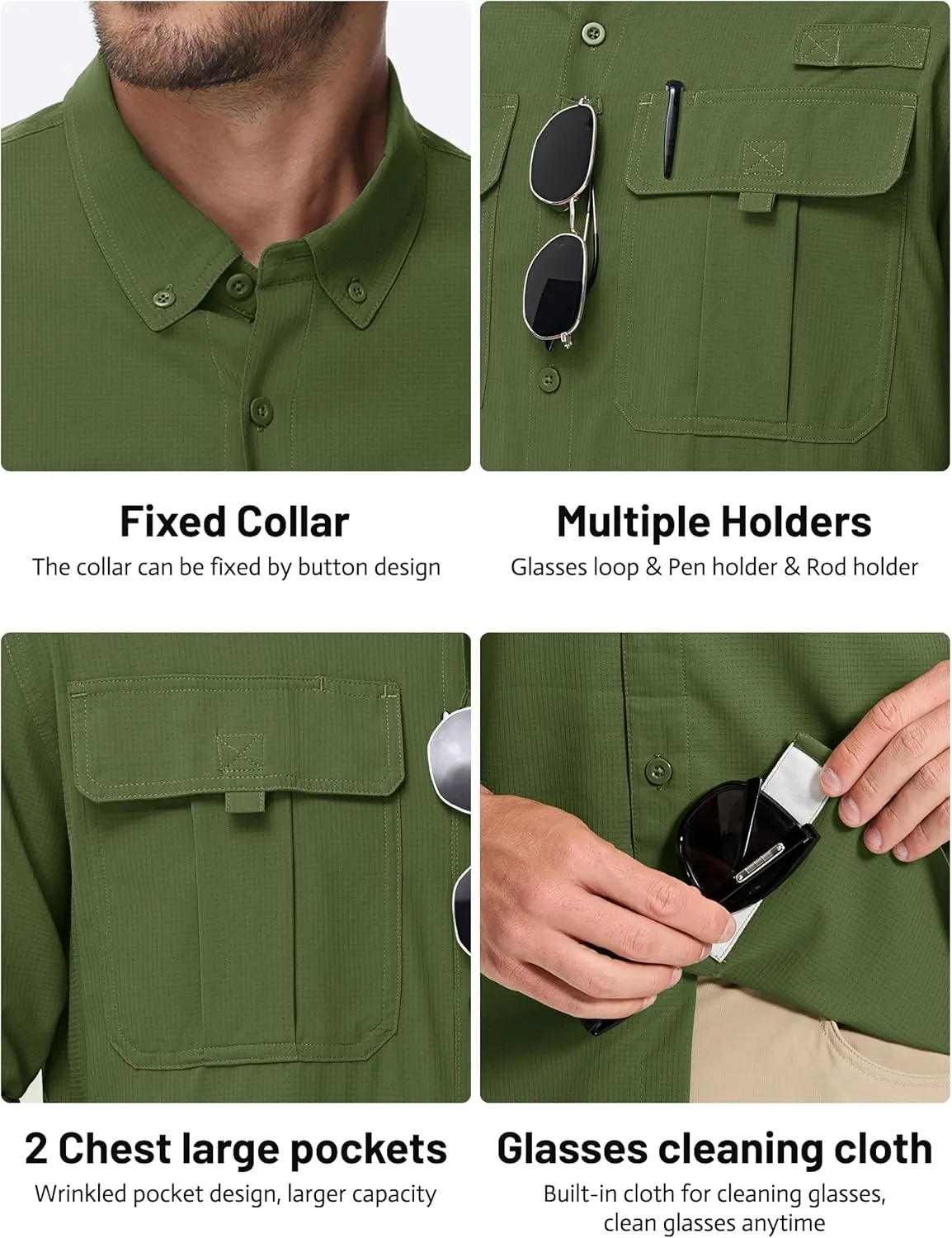 TACVASEN Mens Long Sleeve Sun Protection Shirt UPF 50  Quick Dry Fishing Cooling UV Shirts Outdoor Tactical Hiking Shirts