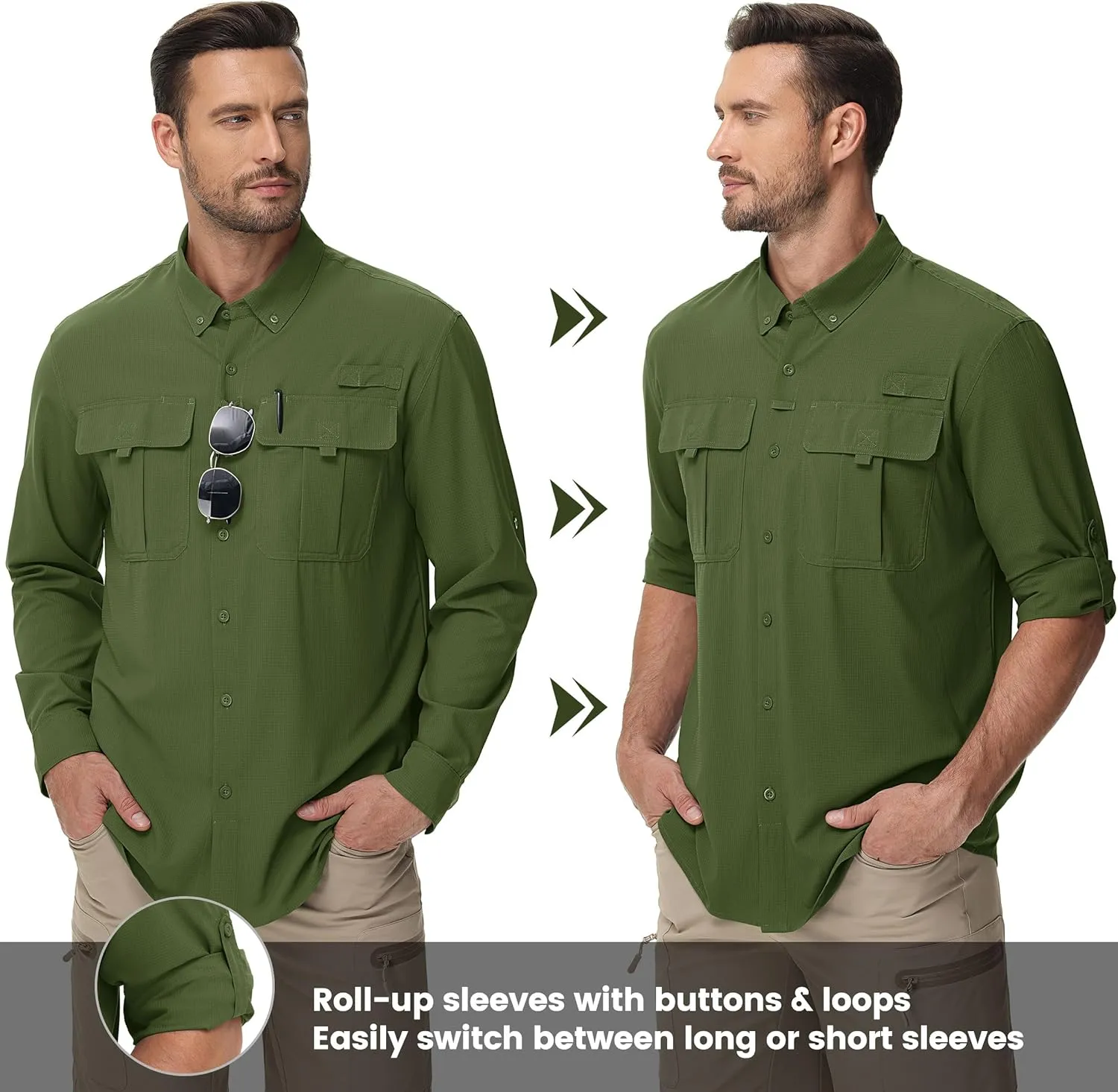TACVASEN Mens Long Sleeve Sun Protection Shirt UPF 50  Quick Dry Fishing Cooling UV Shirts Outdoor Tactical Hiking Shirts