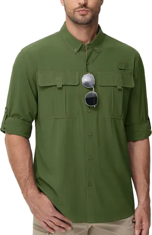 TACVASEN Mens Long Sleeve Sun Protection Shirt UPF 50  Quick Dry Fishing Cooling UV Shirts Outdoor Tactical Hiking Shirts