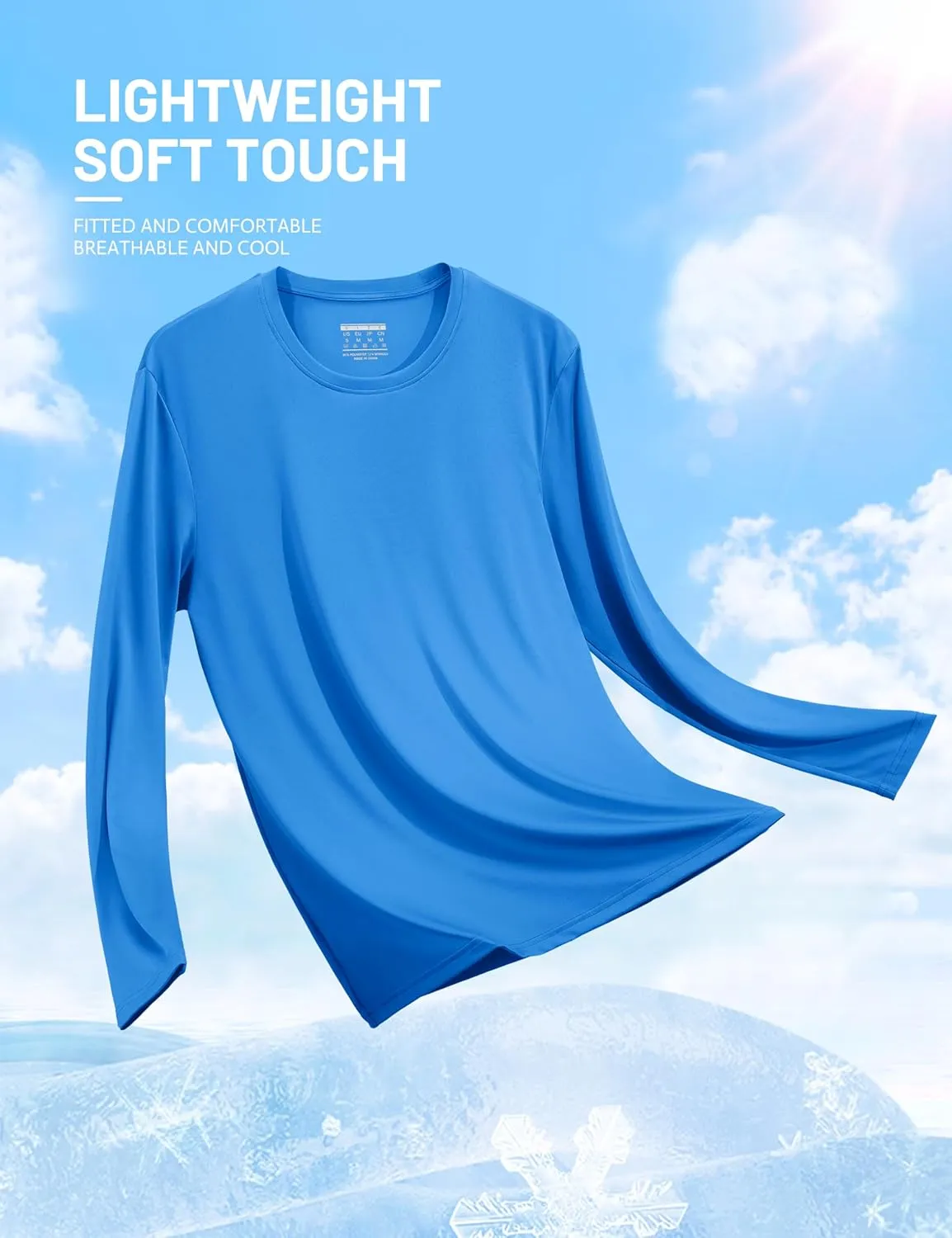 TACVASEN Men's Long Sleeve UPF 80  Shirts Sun Protection UV SPF Shirts Rash Guard Fishing Running Quick Dry Lightweight