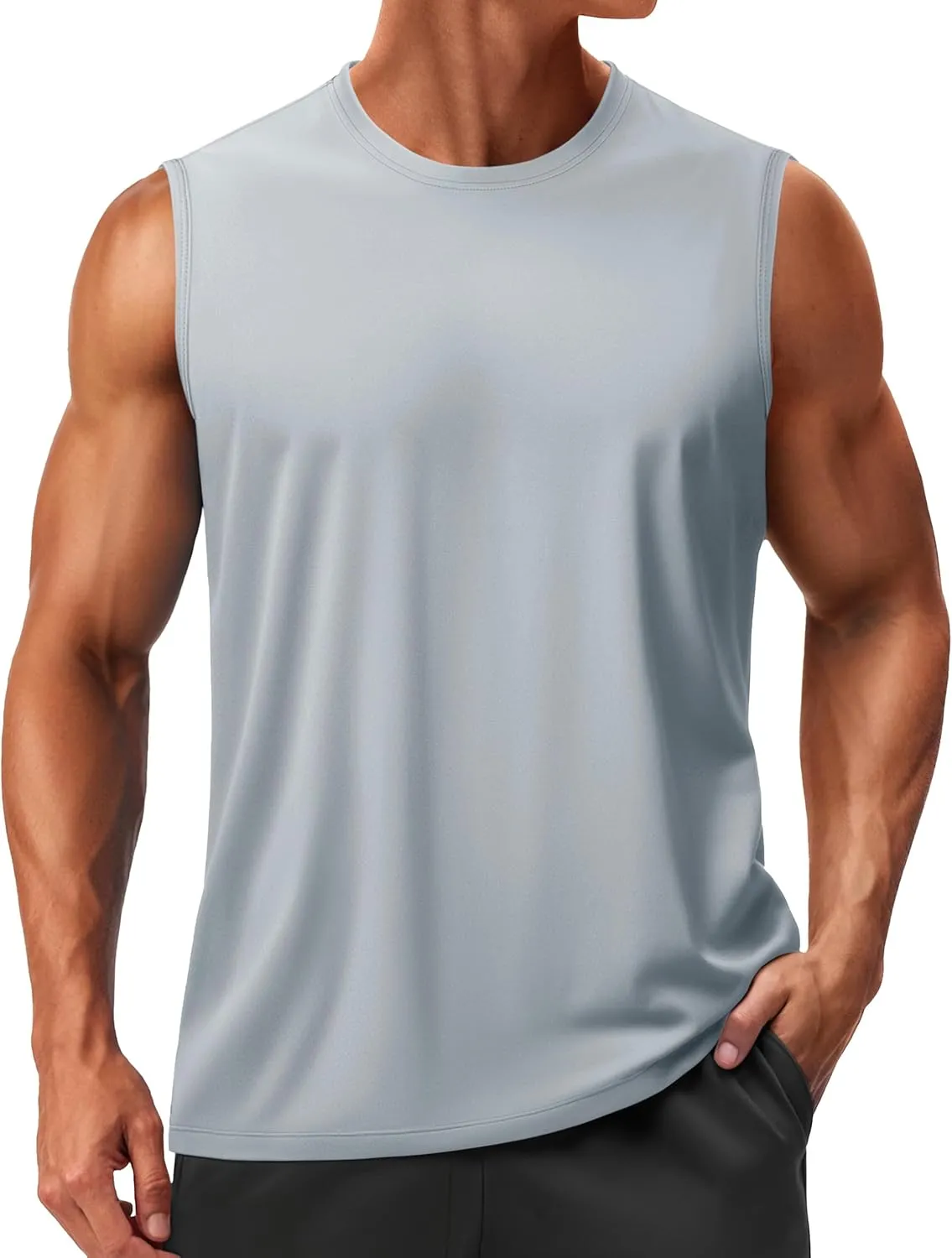 TACVASEN Men's Sleeveless Shirts Quick Dry Tank Tops for Men Sun Protection UPF 50  Athletic Gym Workout Muscle Shirts
