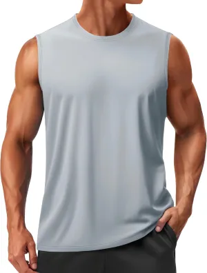 TACVASEN Men's Sleeveless Shirts Quick Dry Tank Tops for Men Sun Protection UPF 50  Athletic Gym Workout Muscle Shirts