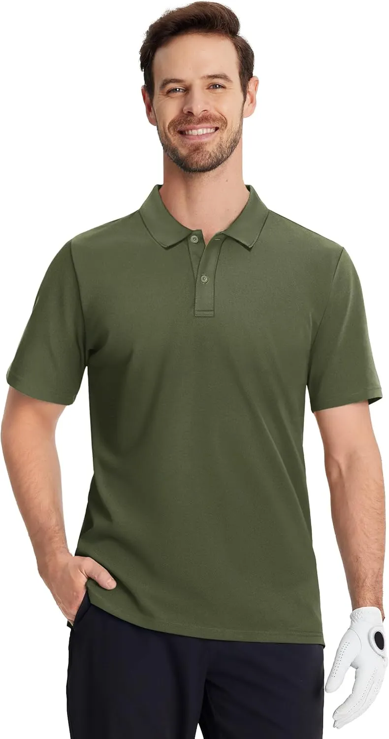 TACVASEN Polo Shirts for Men Short Sleeve Quick-Dry Breathable Pique Golf Polo Solid Cotton Polo T-Shirts