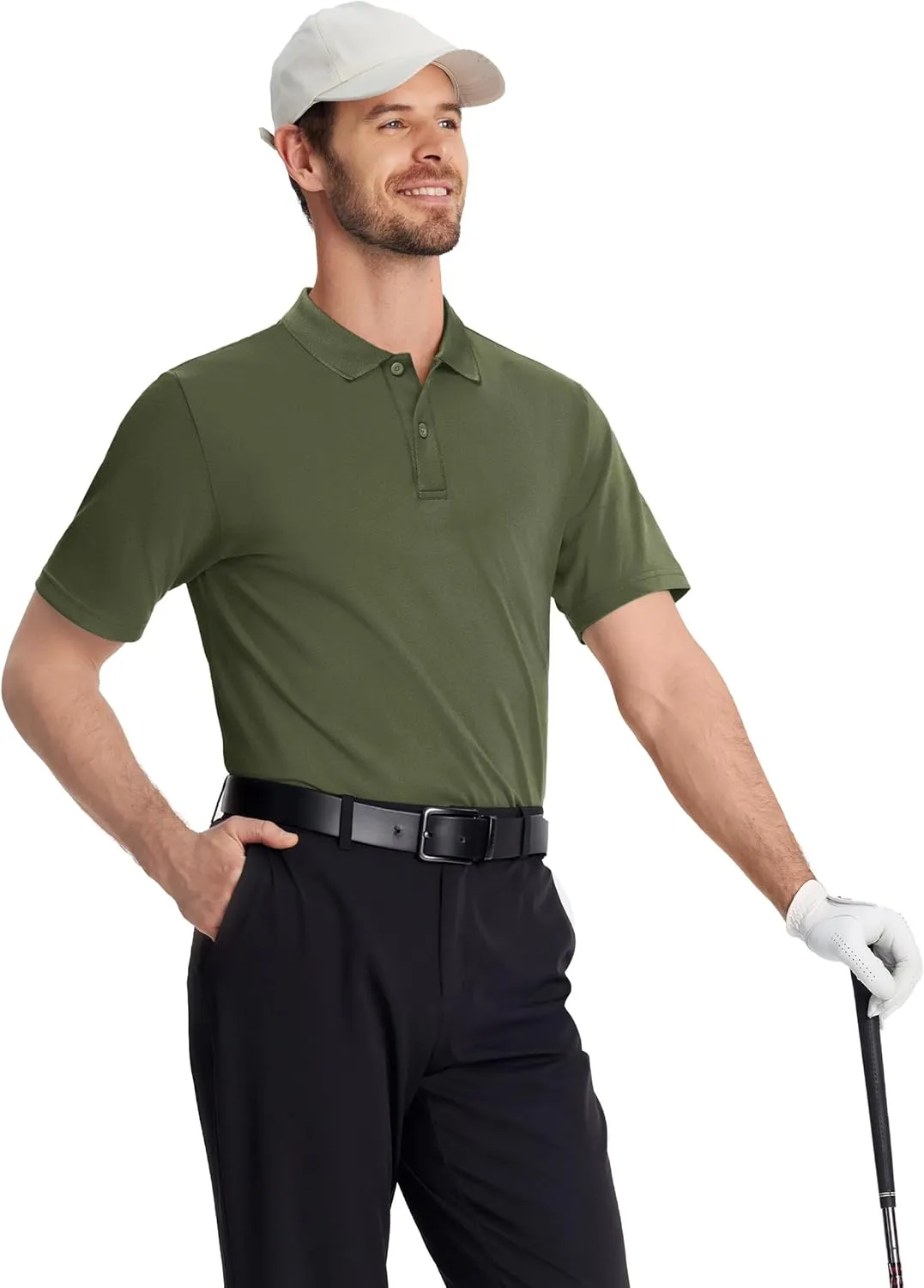 TACVASEN Polo Shirts for Men Short Sleeve Quick-Dry Breathable Pique Golf Polo Solid Cotton Polo T-Shirts