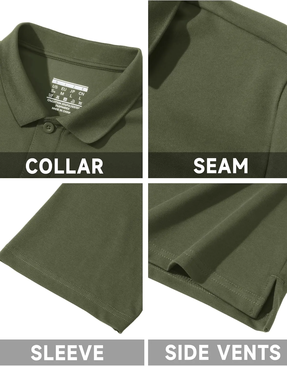 TACVASEN Polo Shirts for Men Short Sleeve Quick-Dry Breathable Pique Golf Polo Solid Cotton Polo T-Shirts