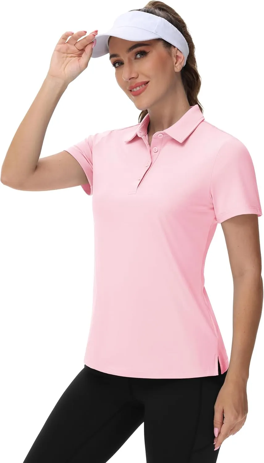 TACVASEN Women's Golf Polo Shirts Short Sleeve UPF 50  Sun Protection Golf Shirts for Women Quick Dry Collared Polos