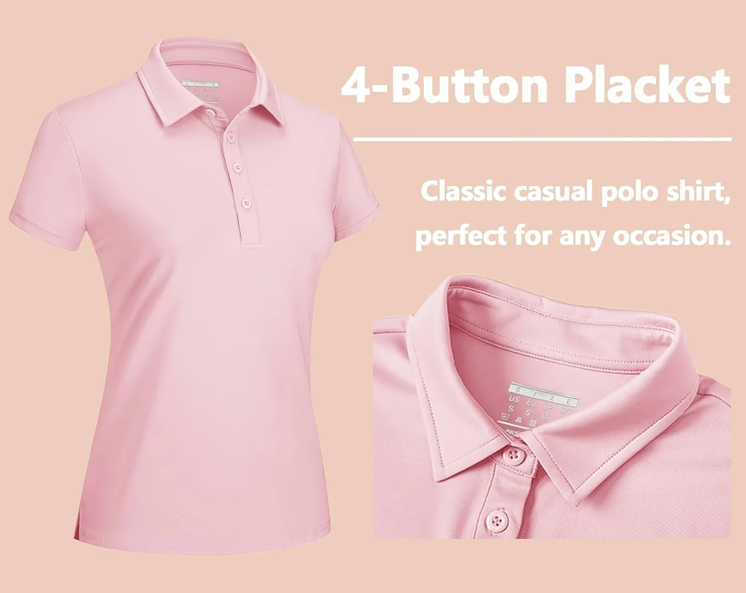 TACVASEN Women's Golf Polo Shirts Short Sleeve UPF 50  Sun Protection Golf Shirts for Women Quick Dry Collared Polos