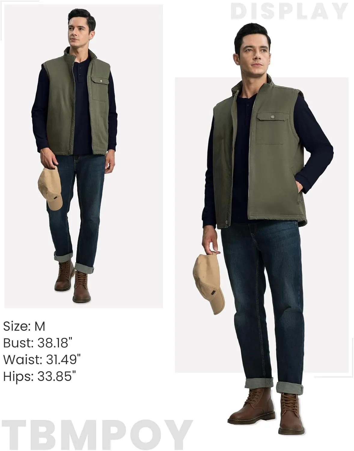 TBMPOY Men's Henley Shirts Golf Long Sleeve Shirts Moisture Wicking Button Loose Fit with Pockets Quick Dry