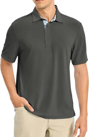 TBMPOY Men's Polo Shirts Short Sleeve 3-Button Golf Moisture Wicking Athletic Tennis T-Shirts Casual Collared Shirt
