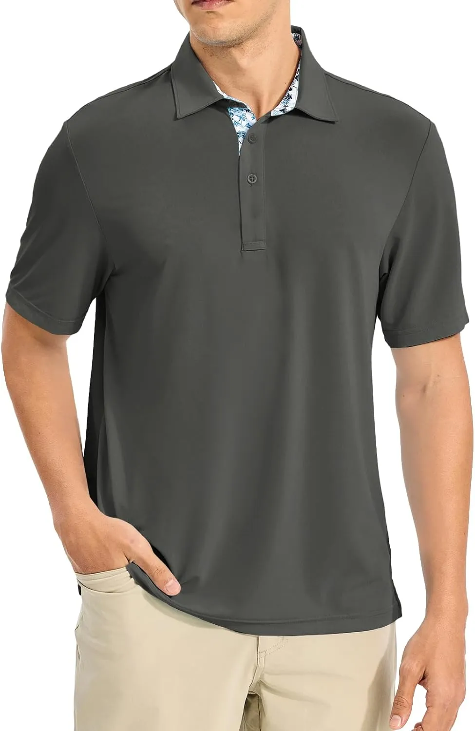 TBMPOY Men's Polo Shirts Short Sleeve 3-Button Golf Moisture Wicking Athletic Tennis T-Shirts Casual Collared Shirt