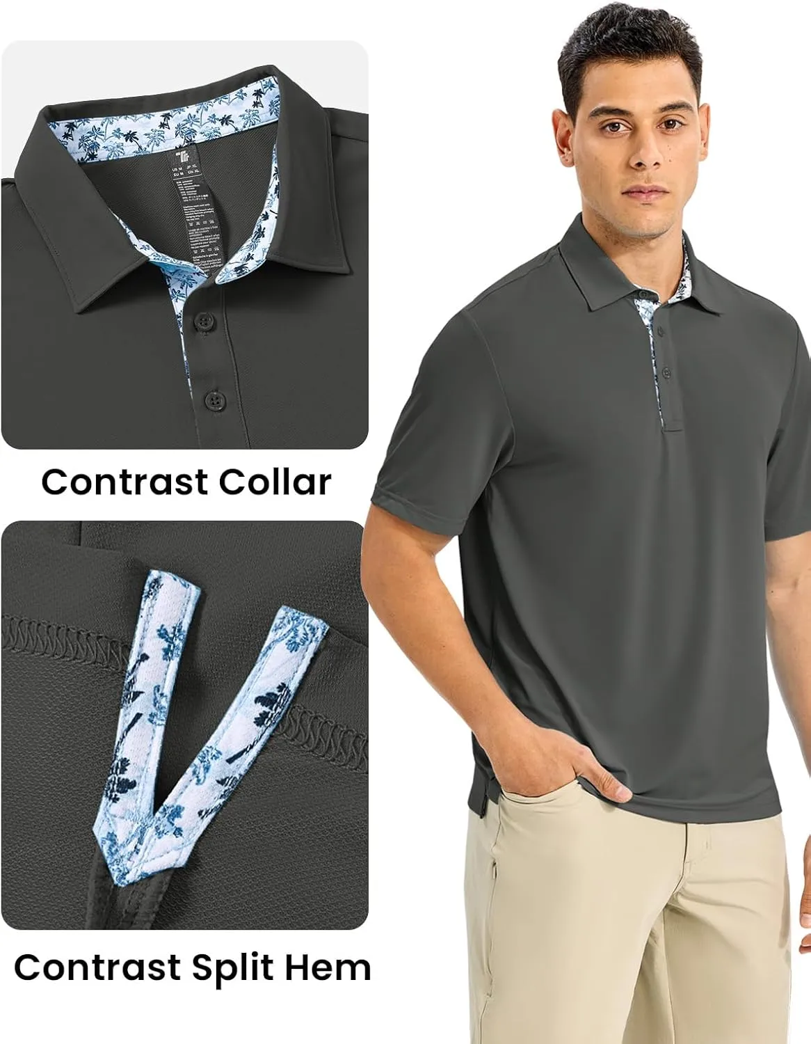 TBMPOY Men's Polo Shirts Short Sleeve 3-Button Golf Moisture Wicking Athletic Tennis T-Shirts Casual Collared Shirt