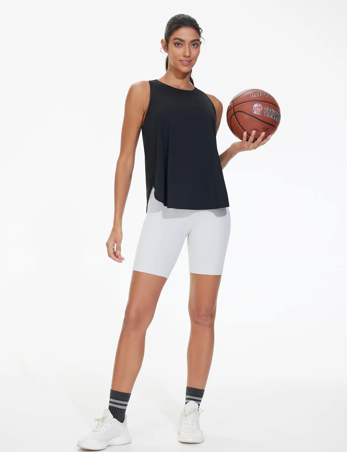 THE GYM PEOPLE Womens Racerback Workout Tank Tops Split Side Loose Fit Sleeveless Yoga Running Shirts with Curved Hem