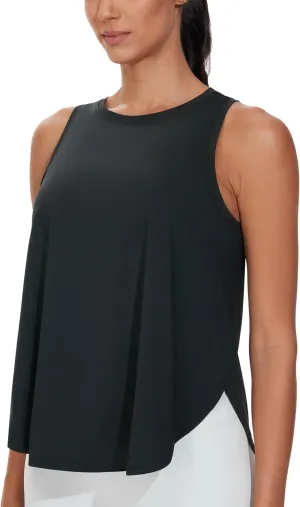 THE GYM PEOPLE Womens Racerback Workout Tank Tops Split Side Loose Fit Sleeveless Yoga Running Shirts with Curved Hem