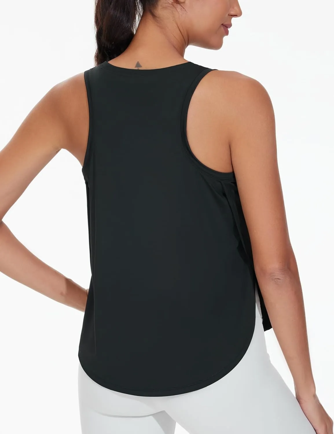 THE GYM PEOPLE Womens Racerback Workout Tank Tops Split Side Loose Fit Sleeveless Yoga Running Shirts with Curved Hem