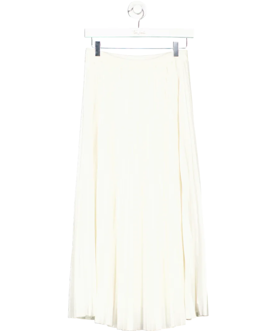 The White Company Cream Pleated Midi Skirt UK 8