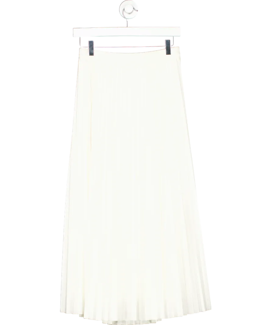 The White Company Cream Pleated Midi Skirt UK 8