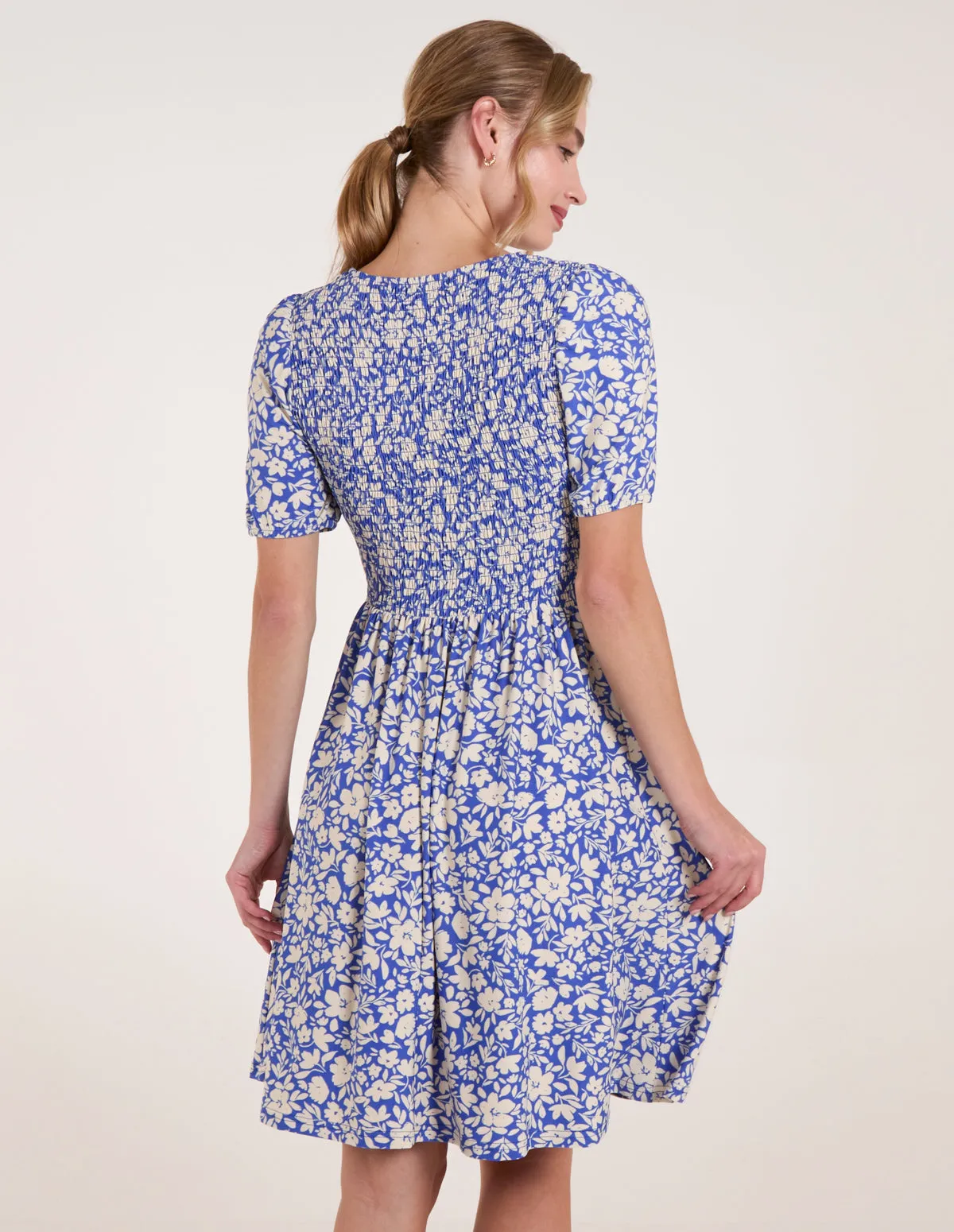 Tie Keyhole Front Puff Sleeve Dress