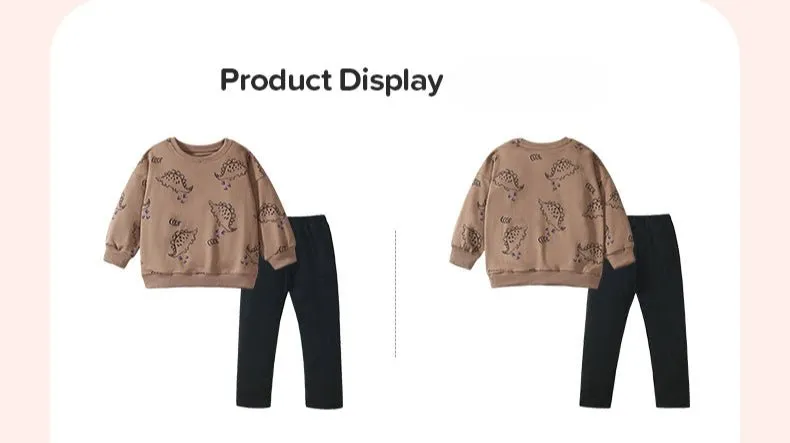 Toddler/Kid Boy Cool Dinosaur Design Sweatshirt with Pants Set