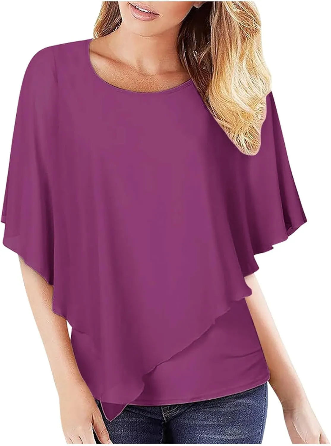 Tshirt Dress Women Plain Short Sleeve Batwing Sleeve Daily Dating Cute Blouses for Women Dressy Casual