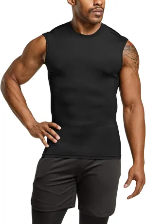 TSLA Men's Sleeveless Workout Shirts, Dry Fit Running Compression Cutoff Shirts, Athletic Training Tank Top