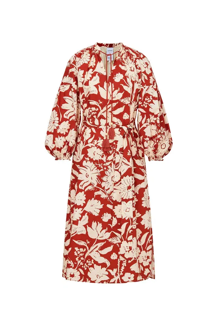 Tulum Flora Robe Dress in Cotton Linen