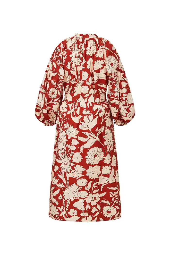 Tulum Flora Robe Dress in Cotton Linen