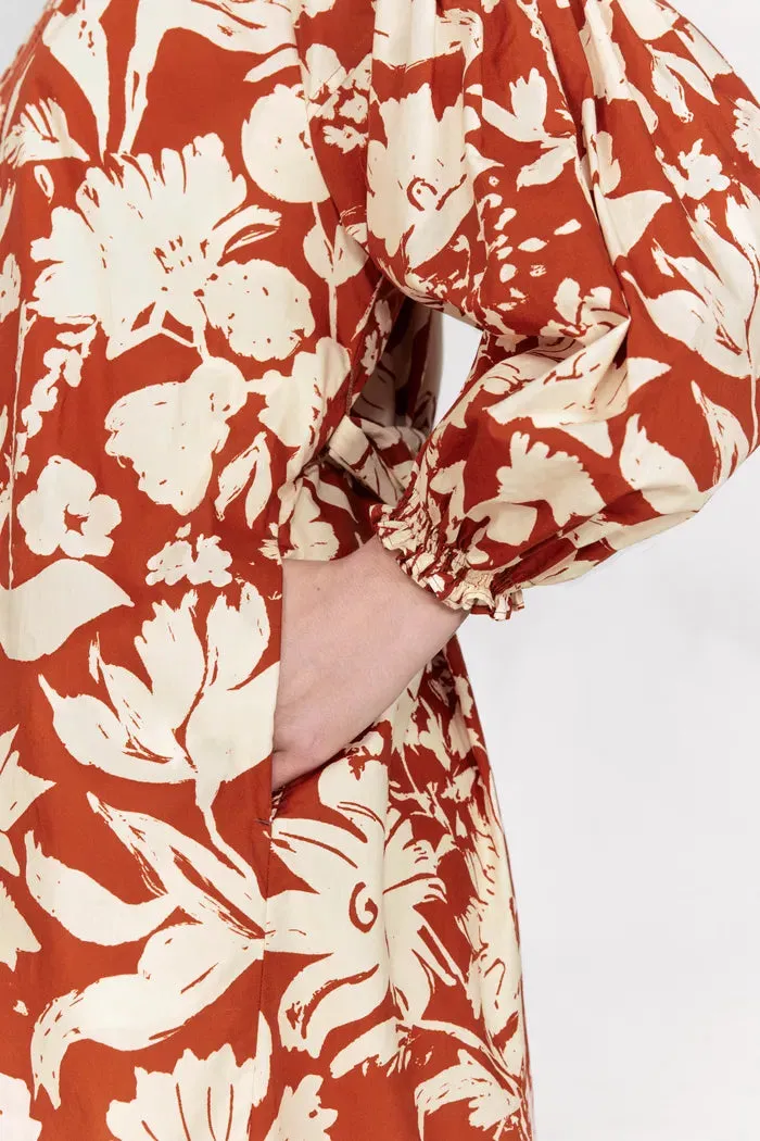 Tulum Flora Robe Dress in Cotton Linen