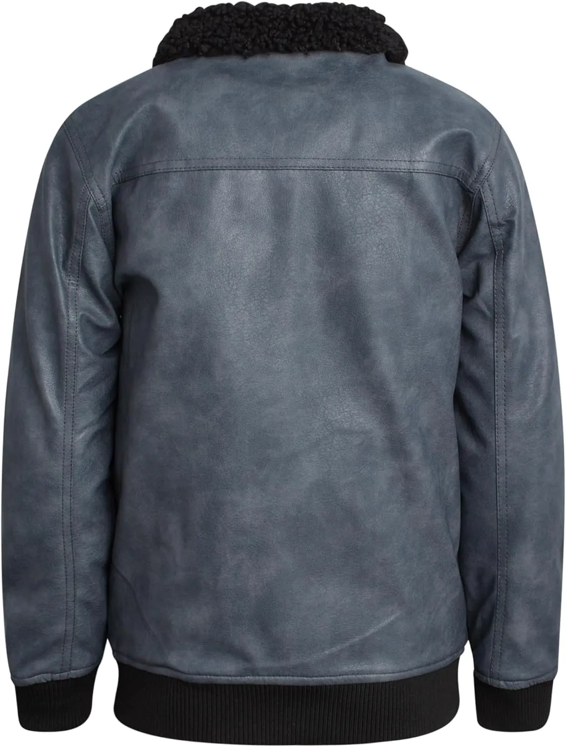 URBAN REPUBLIC Boys' Faux Leather Jacket - Aviator Bomber Outerwear Coat with Sherpa Collar and Chest Pocket (Sizes: 8-20)