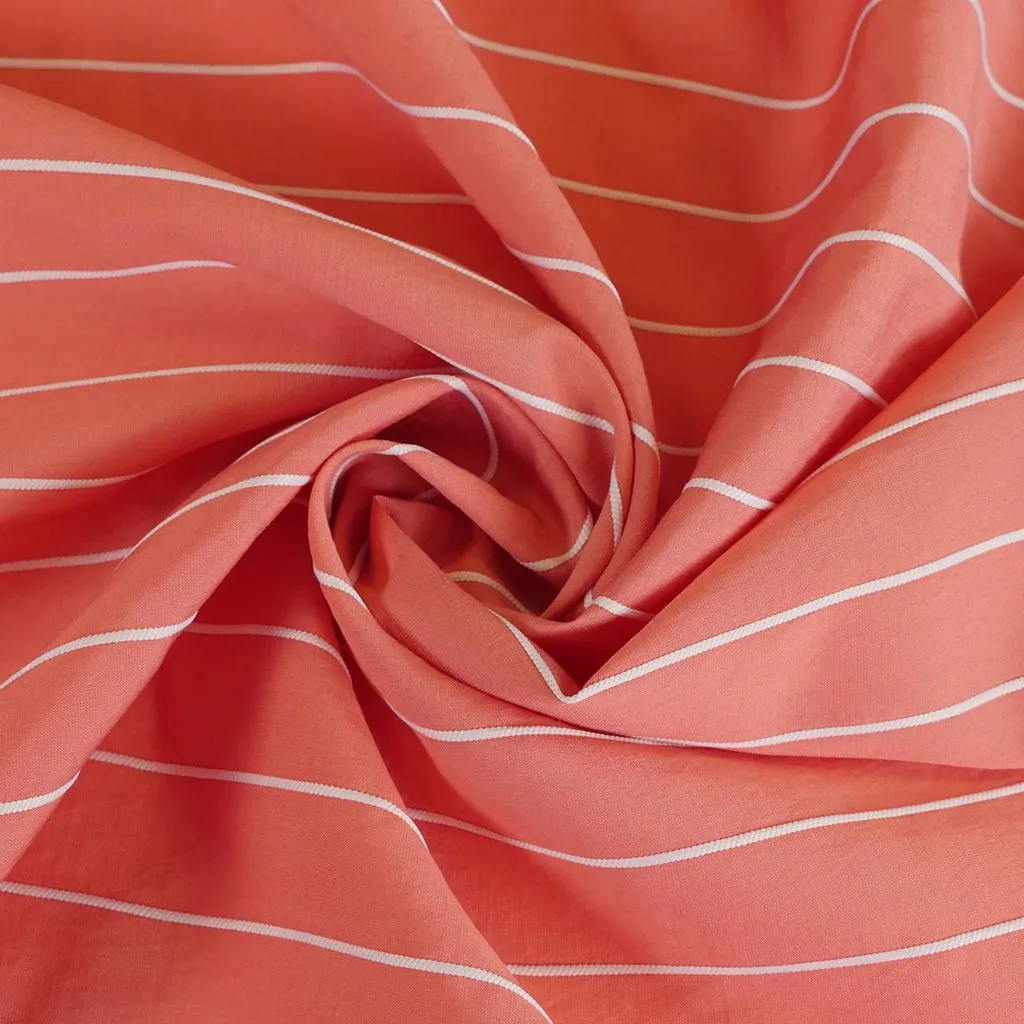 Vancouver - Coral Rails Jacquard Stripe Woven Fabric Sample