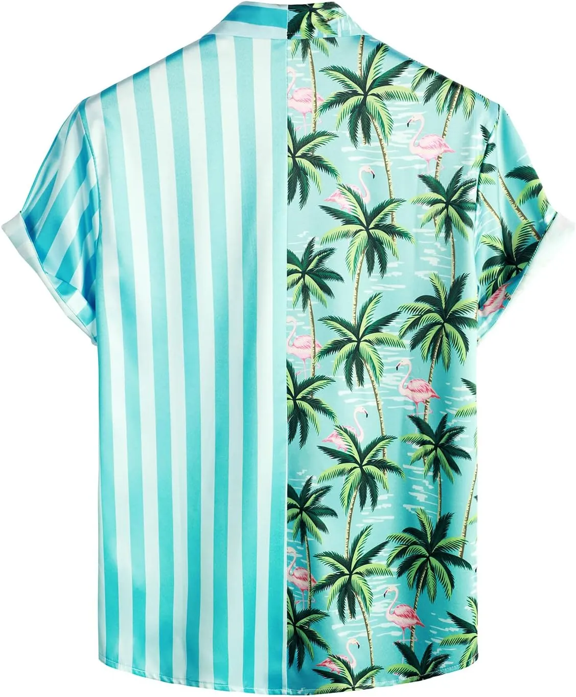 VATPAVE Mens Hawaiian Flamingo Shirts Casual Tropical Short Sleeve Button Down Shirt Summer Beach Shirts