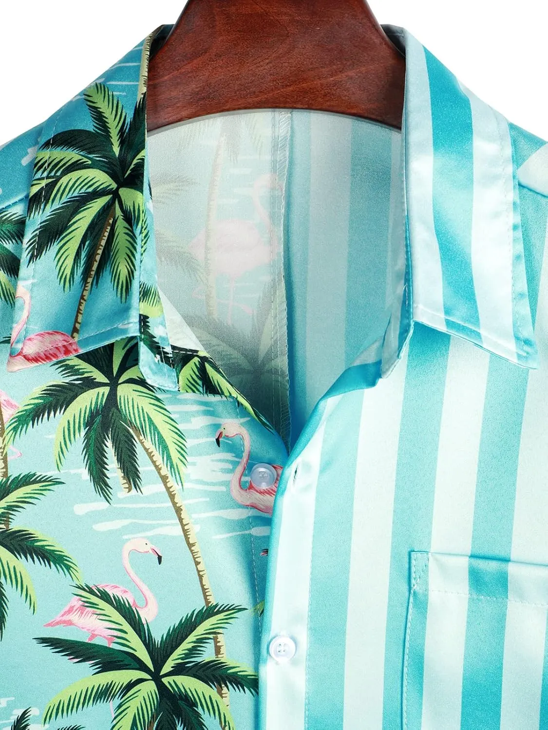VATPAVE Mens Hawaiian Flamingo Shirts Casual Tropical Short Sleeve Button Down Shirt Summer Beach Shirts