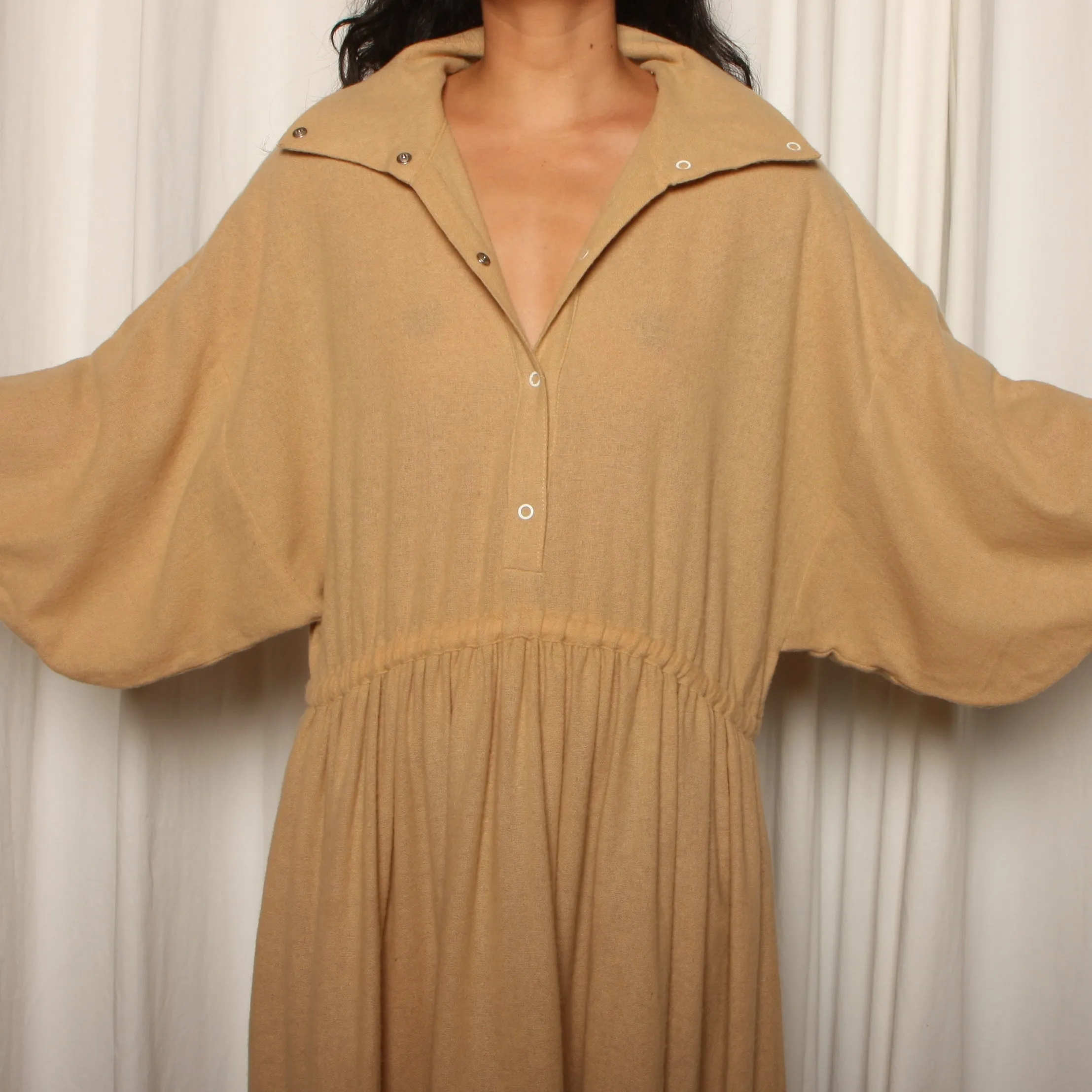 Vintage 70's Philippe Salvet France Draped Dolman Dress
